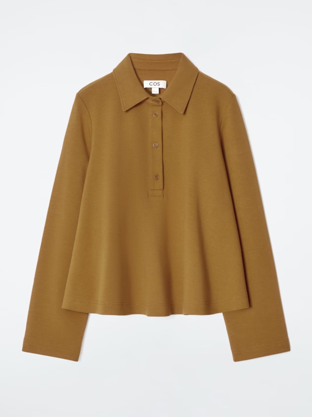COS Flared cotton jersey polo shirt XS